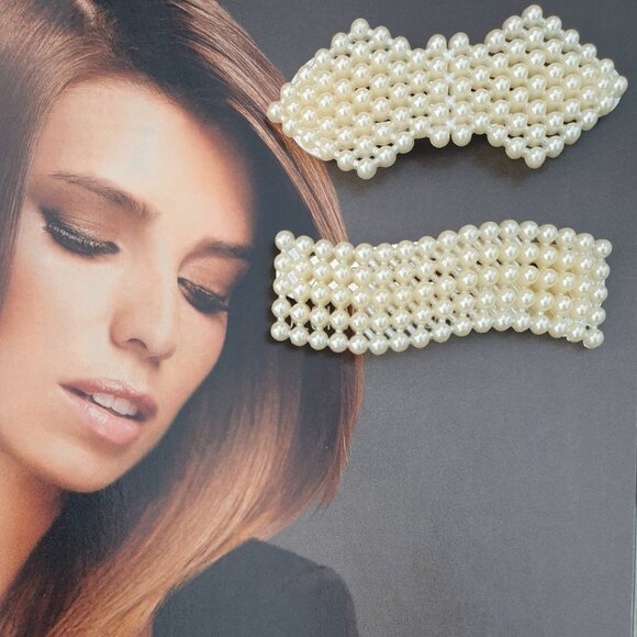 Pearls Bubbles Hair Clip Pin Set of 2 Women Fashion Classic Casual Accessory - Picture 1 of 1